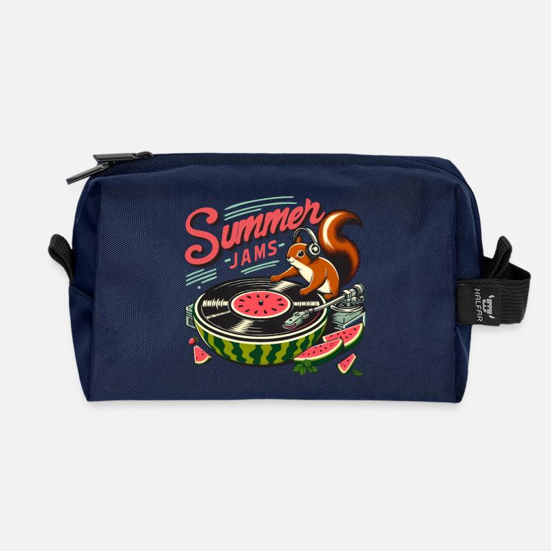 Summer Jams Musik - Eichhörnchen mit Melone - Recycelte Kulturtasche - Navy