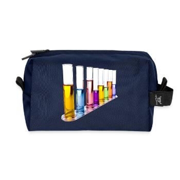 Regenbogen Reagenzgläser Muster - Recycelte Kulturtasche - Navy - Vorne