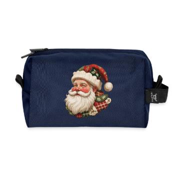 Patchwork Santa Vintage Flair - Recycled Toiletry Zip Bag - navy - Front