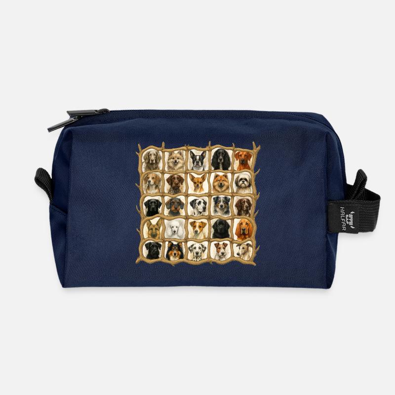 Dogs - Recycled Toiletry Zip Bag - navy