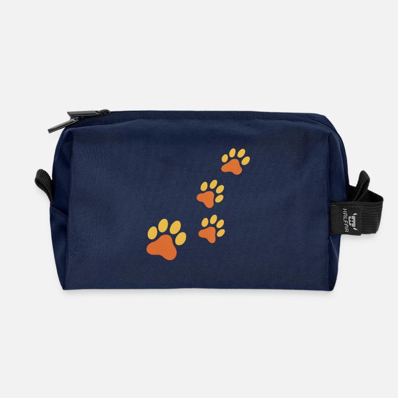 Pfotenabdruck Spur in Orange - Recycelte Kulturtasche - Navy