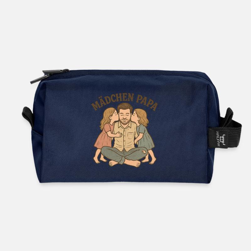 Vaterliebe mit zwei Töchtern - Recycelte Kulturtasche - Navy