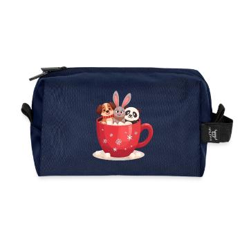 Trio de chocolats chauds – Mignons animaux des Fêtes - Trousse de toilette en tissu recyclé - marine - Devant