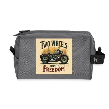 Two Wheels, Infinite Freedom - Recycled Toiletry Zip Bag - anthracite - Front
