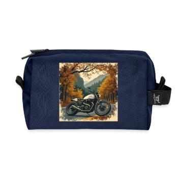 Quiet Luxury Motorcycling Poster - Recycelte Kulturtasche - Navy - Vorne