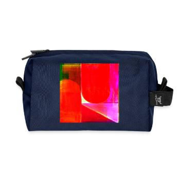 Neon Farbblock Geometrie - Recycelte Kulturtasche - Navy - Vorne