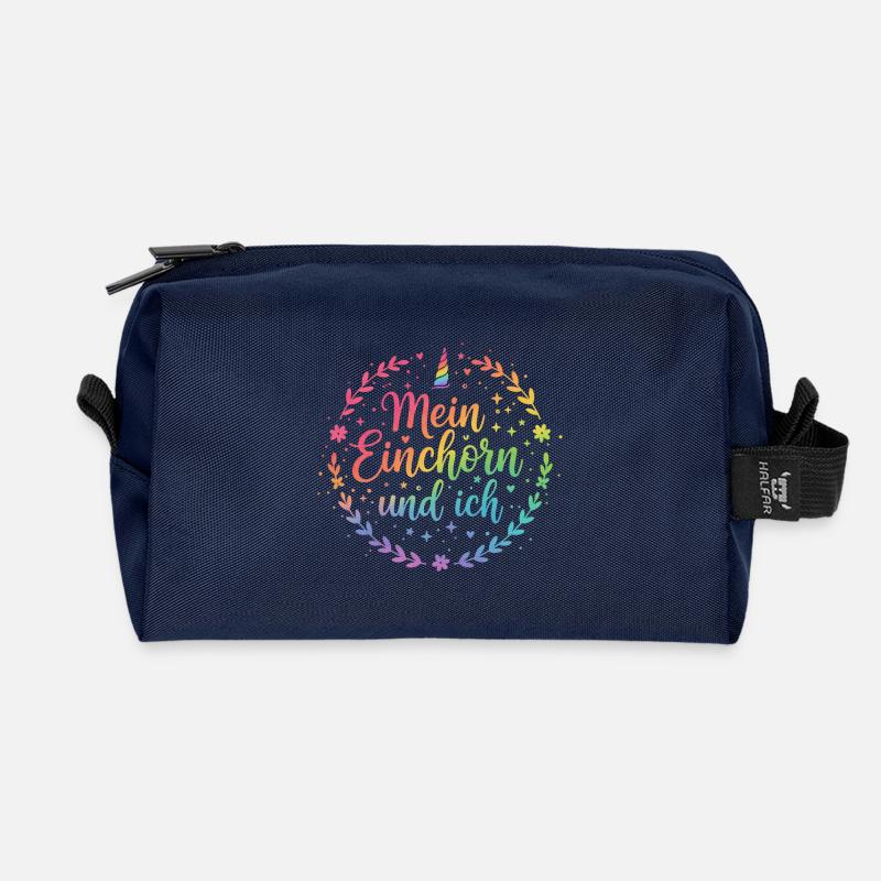 Mein Einhorn und ich Regenbogenkreis - Recycelte Kulturtasche - Navy