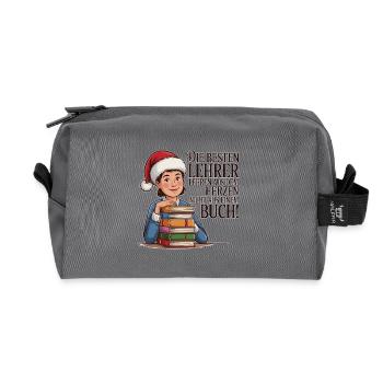 Die besten Lehrer lehren aus dem Herzen – Geschenk - Recycelte Kulturtasche - Anthrazit - Vorne