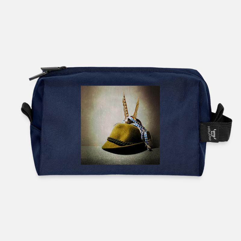 Alpine hat with feather band - Recycled Toiletry Zip Bag - navy