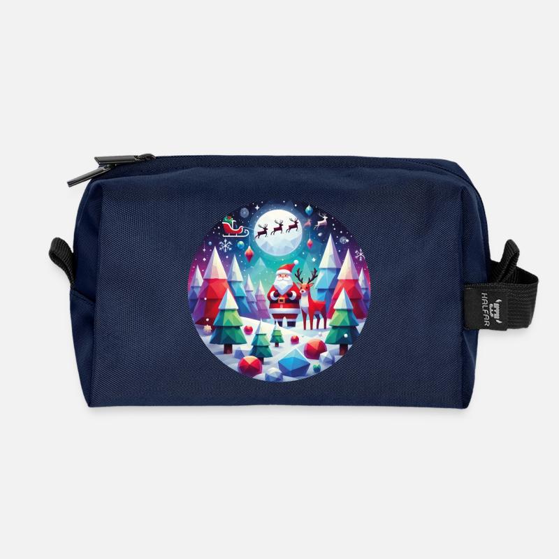 Geometric Christmas idyll Santa Elche - Recycled Toiletry Zip Bag - navy