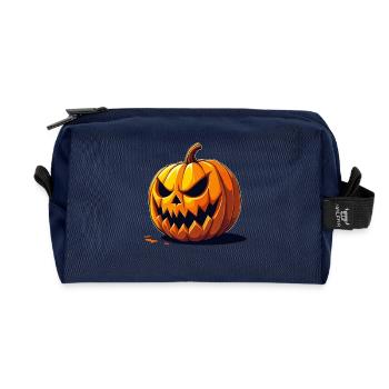 Look d’Halloween Citrouille Sinistre - Trousse de toilette en tissu recyclé - marine - Devant