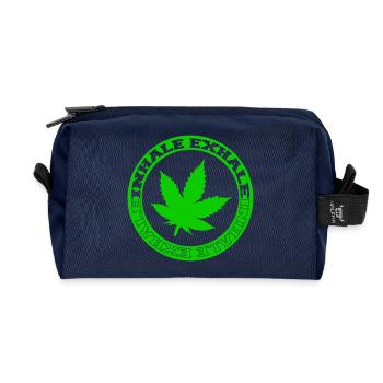 Hanfblatt Kreis Emblem - Recycelte Kulturtasche - Navy - Vorne