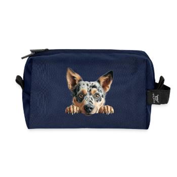 Merle Mutt Peekaboo Portrait - Recycled Toiletry Zip Bag - navy - Front
