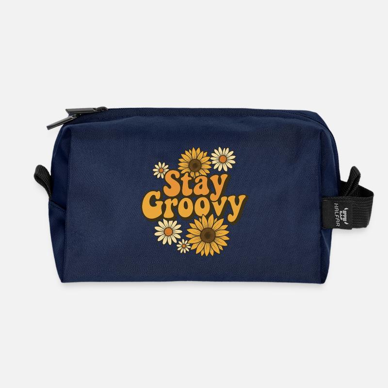 Stay Groovy - Recycled Toiletry Zip Bag - navy