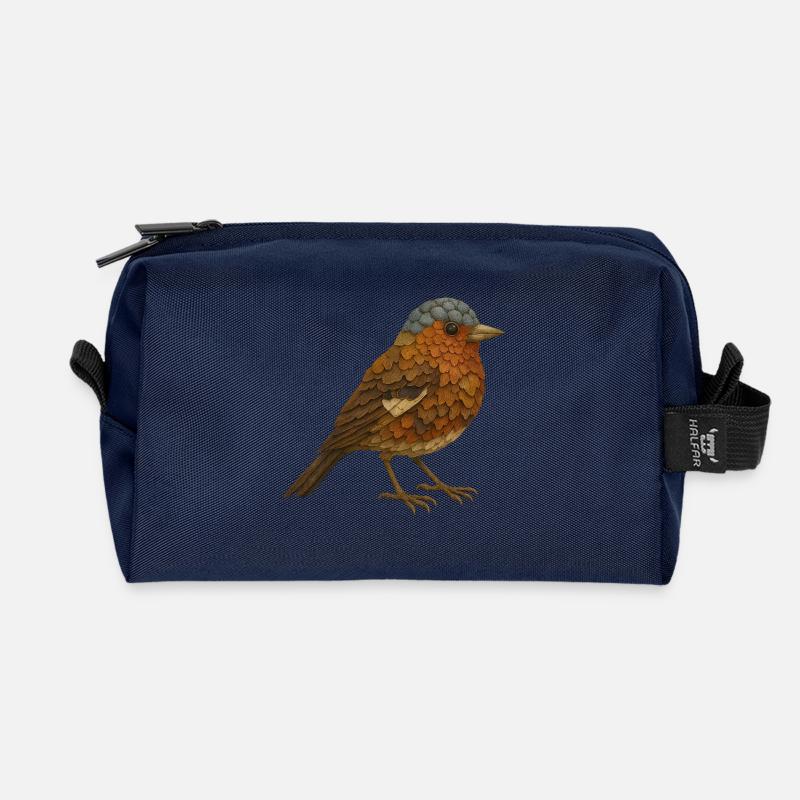 Buchfink im Naturlook - Recycelte Kulturtasche - Navy