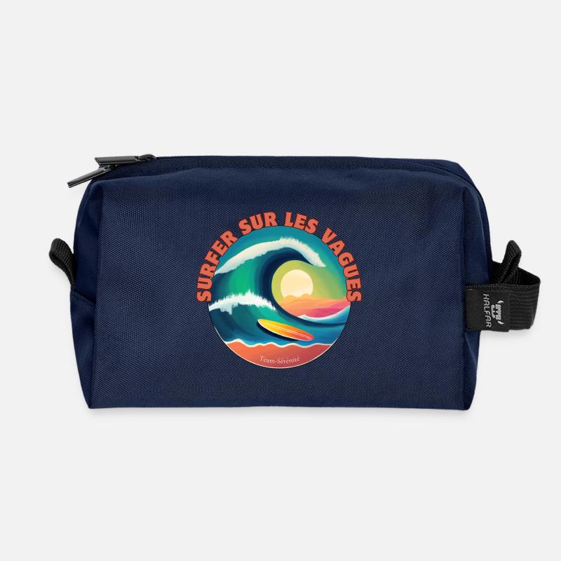 Surfen auf den Wellen - Recycelte Kulturtasche - Navy