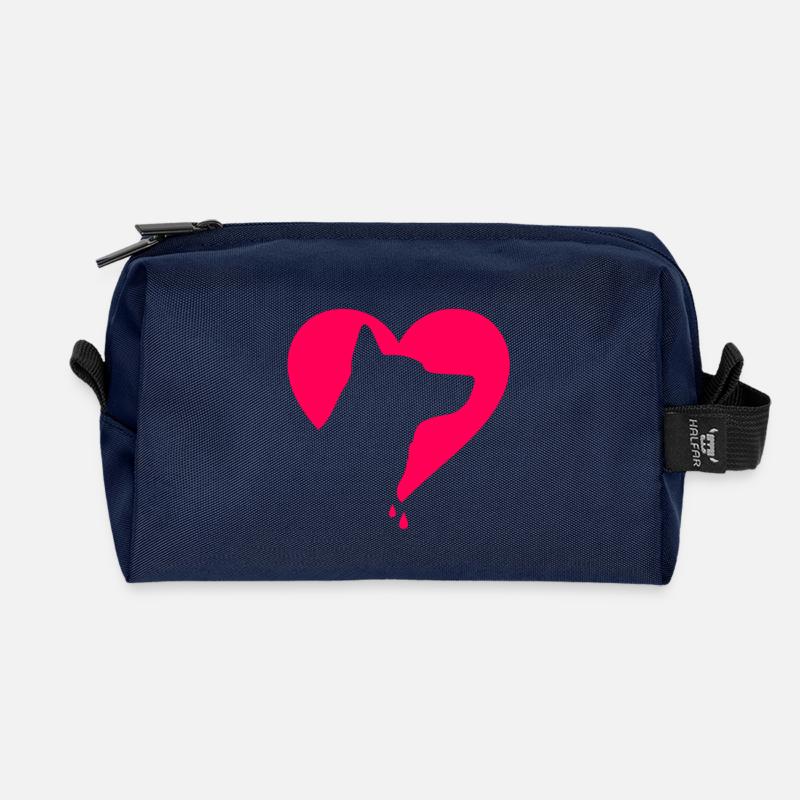  German dog Heart Pink - Recycelte Kulturtasche - Navy