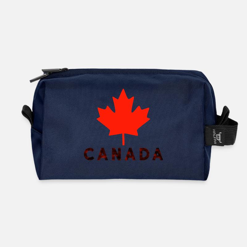 Red Maple Leaf Canada T-Shirt - Recycled Toiletry Zip Bag - navy