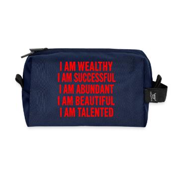 You are amazing - Affirmations - Recycled Toiletry Zip Bag - navy - Front