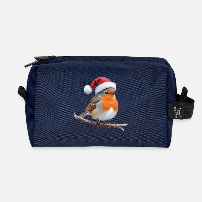 Robin Santa Hut auf Ast - Recycelte Kulturtasche - Navy