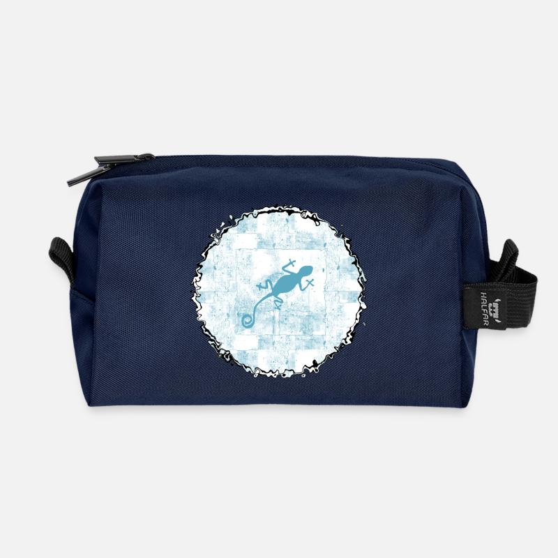 Gecko dans le cercle de glace - Trousse de toilette en tissu recyclé - marine