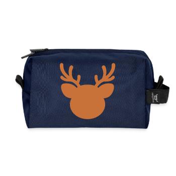 Reindeer Christmas - Recycled Toiletry Zip Bag - navy - Front