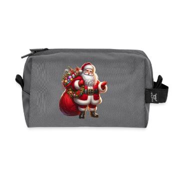 Père Noël avec sac cadeau - Trousse de toilette en tissu recyclé - anthracite - Devant
