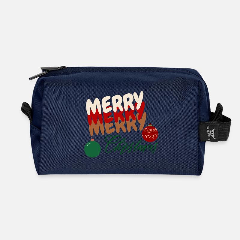 Weihnachtsbuchstaben Ornamenten - Recycelte Kulturtasche - Navy