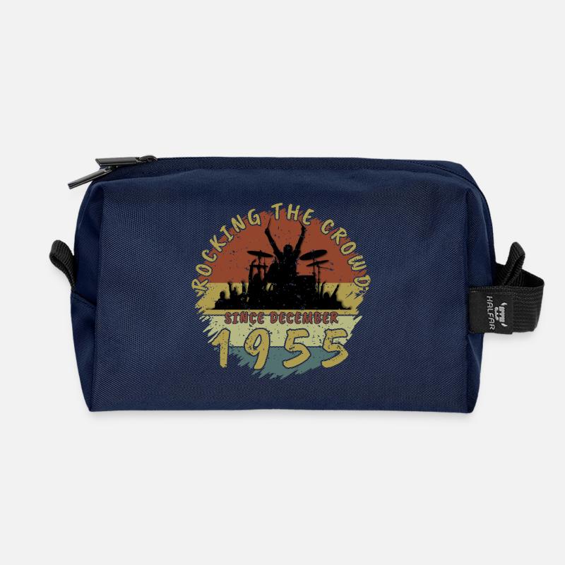 70th Birthday Rocking the crowd DRM 12/1955 - Recycled Toiletry Zip Bag - navy