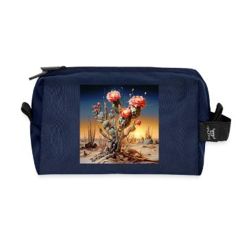Cactus flowers in sunset - Recycled Toiletry Zip Bag - navy - Front
