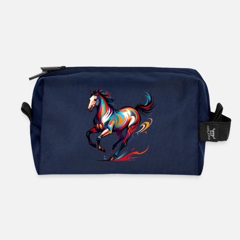 Abstraktes buntes Pferd - Recycelte Kulturtasche - Navy