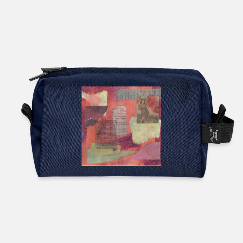 Abstrakte Collage - Recycelte Kulturtasche - Navy