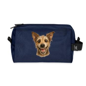 Wahnsinnig fröhlicher Hundekopf - Recycelte Kulturtasche - Navy - Vorne