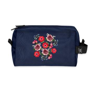 Beautiful arrangement of red roses - Recycled Toiletry Zip Bag - navy - Front