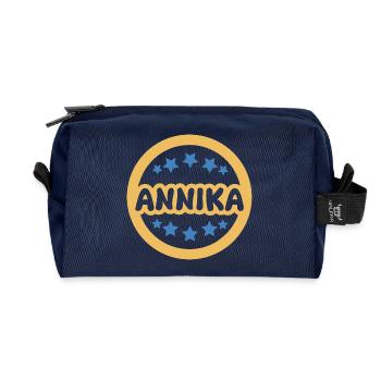 Geschenk für Annika - Recycelte Kulturtasche - Navy - Vorne