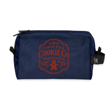 North Pole Cookie Co Logo with Gingerbread - Recycled Toiletry Zip Bag - navy - Front