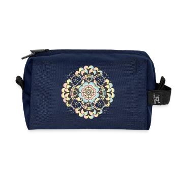 Ornement rond de mehndi pour le calme et la pleine conscience - Trousse de toilette en tissu recyclé - marine - Devant