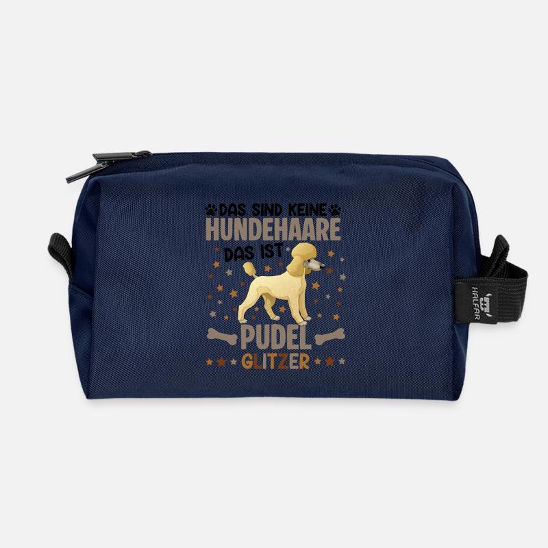 Das sind keine Hundehaare, das ist Pudel Glitzer - Recycelte Kulturtasche - Navy