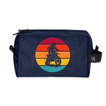 Characterful motocross design - Recycled Toiletry Zip Bag - navy - Front