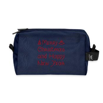 Merry Christmas and Happy New Year handwritten - Recycled Toiletry Zip Bag - navy - Front