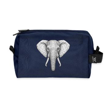 Geometrischer Elefantenkopf Skizzenstil - Recycelte Kulturtasche - Navy - Vorne