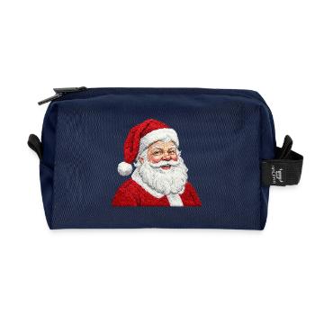 Bestickter Weihnachtsmann – fröhliches Design (gedruckt) - Recycelte Kulturtasche - Navy - Vorne