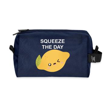 Squeeze the Day Zitronen-Charm - Recycelte Kulturtasche - Navy - Vorne