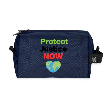 Protect Justice – Act Now, Ecological, Environmental - Recycled Toiletry Zip Bag - navy - Front