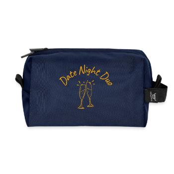 Duo de soirées en amoureux – Santé à nous, couple, flirt, amour - Trousse de toilette en tissu recyclé - marine - Devant