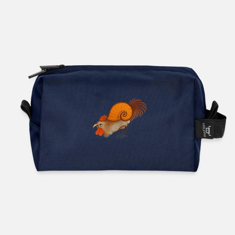 Mittelalterlicher Hahn – stilisiertes Wesen - Recycelte Kulturtasche - Navy