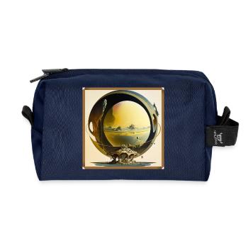 Sphère Anneau Monde Lunaire Surréaliste - Trousse de toilette en tissu recyclé - marine - Devant