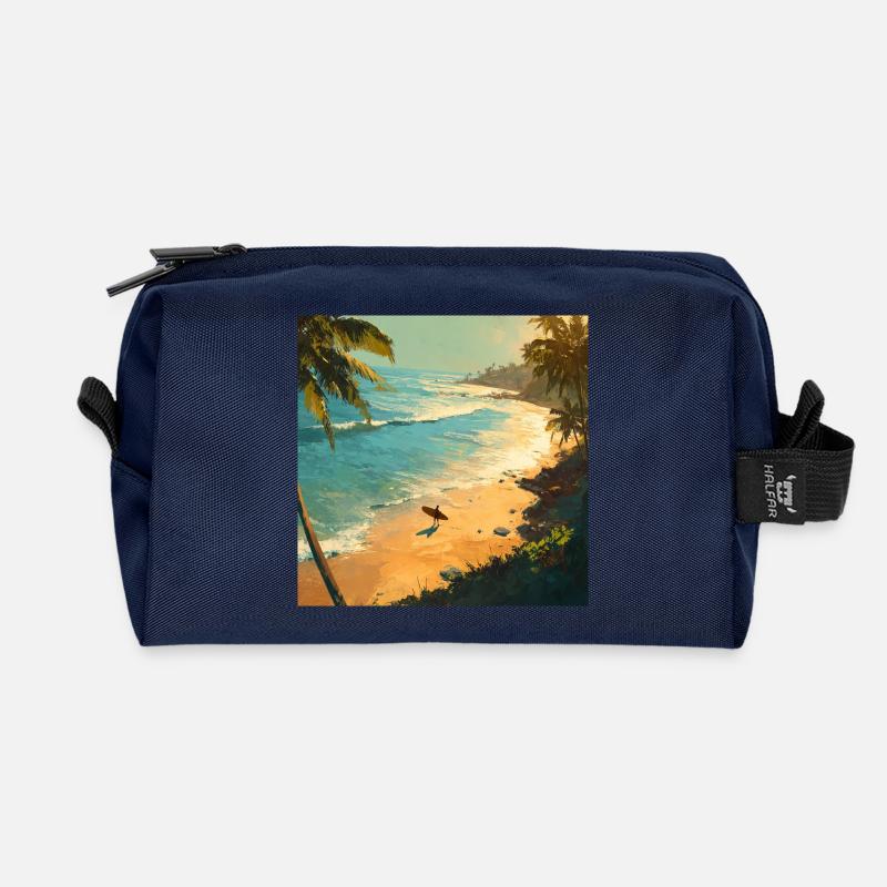 Sonnenstrand Surfer am Palmenstrand - Recycelte Kulturtasche - Navy