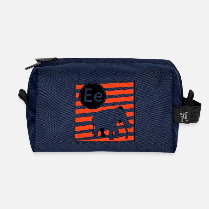 E for Elephant Letters for Learning to Read - Recycled Toiletry Zip Bag - navy