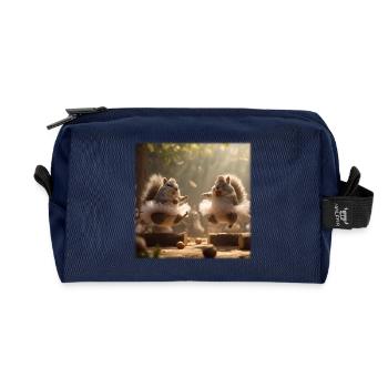 Tanzende Eichhörnchen im Tutu mit Eicheln - Recycelte Kulturtasche - Navy - Vorne